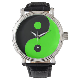 Reloj De Pulsera Símbolo Yin Yang en verde y negro