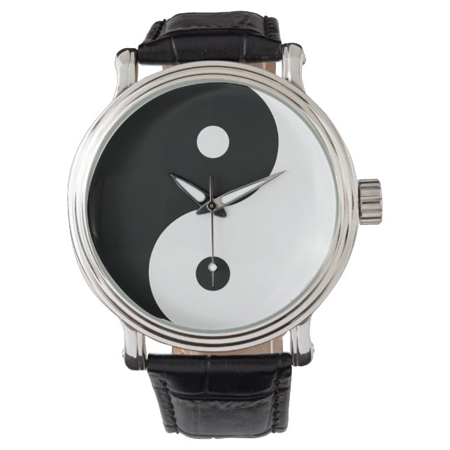 Reloj De Pulsera Símbolo Yin Yang Formas blancas negras en armonía (Anverso)