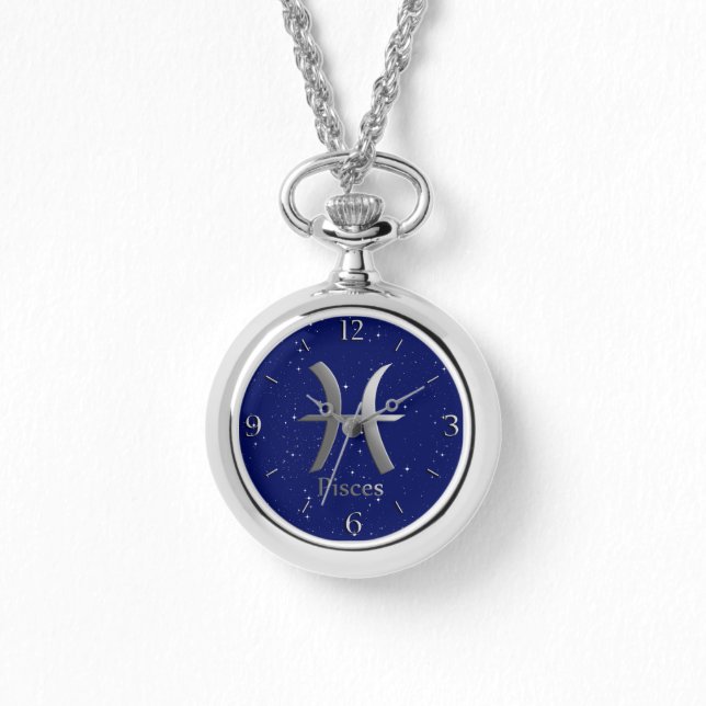 Reloj De Pulsera Símbolo zodiaco para los picores en azul profundo  (Anverso)