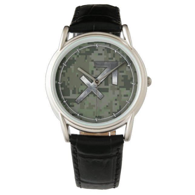 Reloj De Pulsera Símbolo zodiaco sagitario en camo digital verde (Anverso)