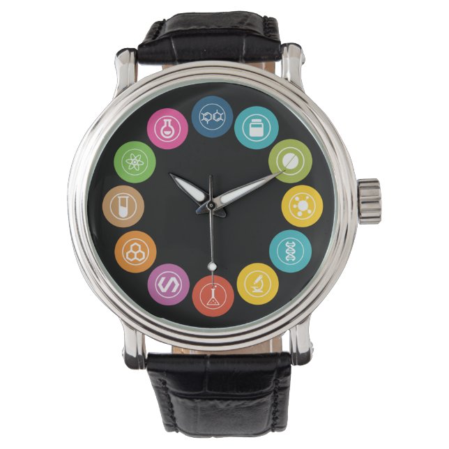 Reloj De Pulsera Símbolos de profesores de química negro (Anverso)