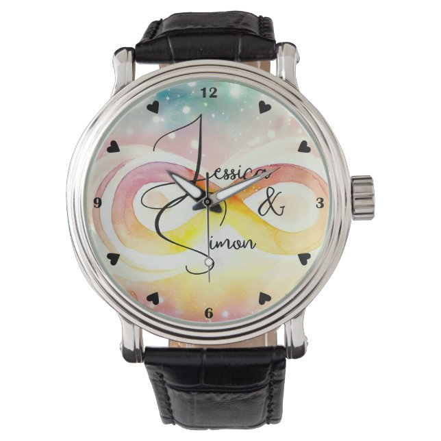 Reloj De Pulsera Símbolos Infinitos Infinitos Acuarela Iris Intermi (Anverso)