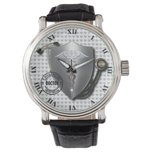 Reloj De Pulsera Símbolos médicas Caduceus Sobre Estetioscopio Y Se