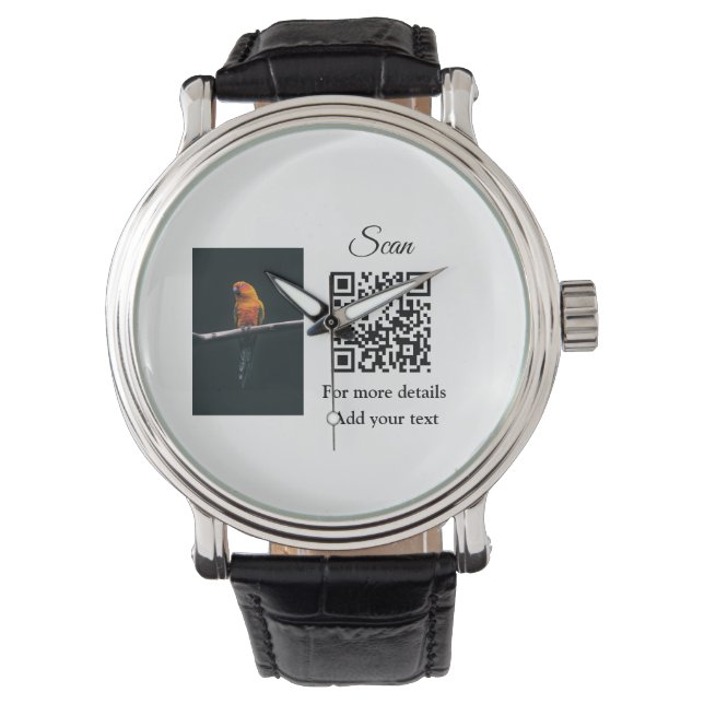 Reloj De Pulsera Simple animal name details QR code add text photo  (Anverso)