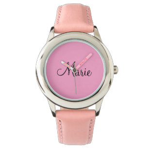Reloj De Pulsera simple color rosa claro mínimo añadir tu nombre ci