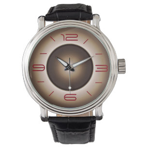 Reloj De Pulsera Simple en Tan con números rojos >relojes masculino