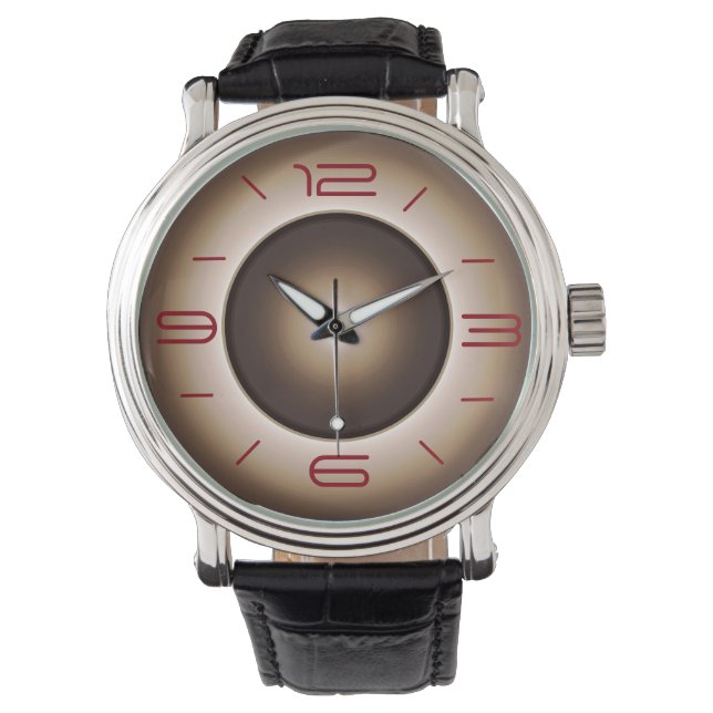 Reloj De Pulsera Simple en Tan con números rojos >relojes masculino (Anverso)