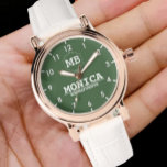 Reloj De Pulsera Simple green minimal Monogram<br><div class="desc">Personalized watch with Simple green minimal Monogram This watch can be customized by changing the text with the name It can be an ideal gift for newlyweds or for silver or golden wedding anniversaries. Monogram Watch Romantic Couple Gift His and Her name monogram initials Custom name Watches for Men and...</div>