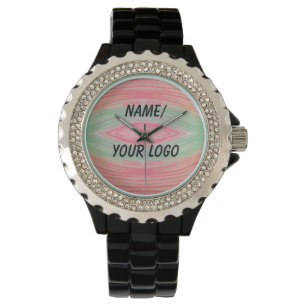 Reloj De Pulsera simple mínimo añadir el nombre de logotipo acuarel