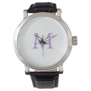 Reloj De Pulsera simple mínimo añadir nombre monograma rojo rosado