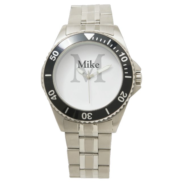 Reloj De Pulsera simple mínimo añadir su nombre MONOGRAM GROOMSMEN  (Anverso)