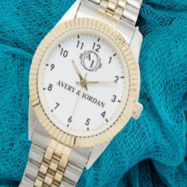 Reloj De Pulsera Simple Style Floral Monogram couple names (Subido por el creador)