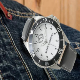 Reloj De Pulsera Simple Vintage Style Floral Monogram couple names