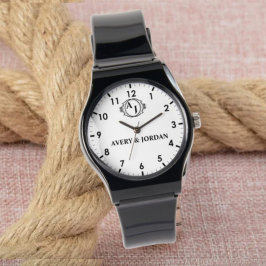Reloj De Pulsera Simple Vintage Style Floral Monogram couple names