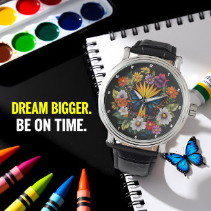 Reloj De Pulsera Sinfonía de jardín" - Mariposa floral 