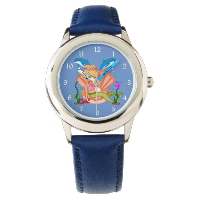 Reloj De Pulsera Sirena azul y delfines (Anverso)