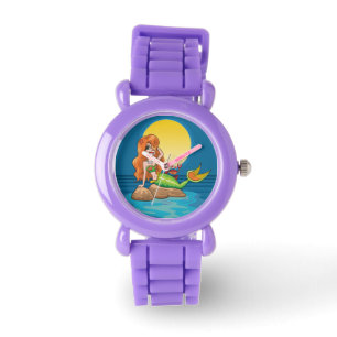 Reloj De Pulsera Sirena bajo una luna llena