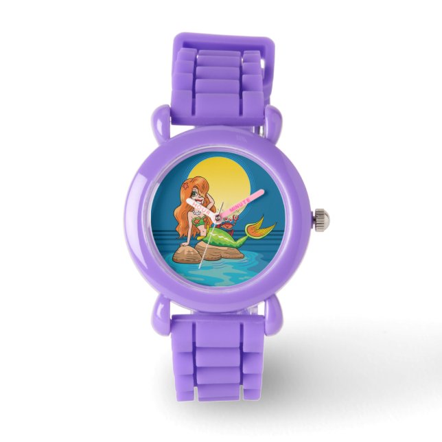 Reloj De Pulsera Sirena bajo una luna llena (Anverso)