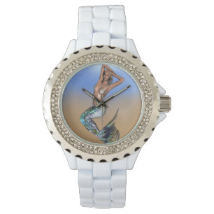 Reloj De Pulsera Sirena bonita que pone en la playa