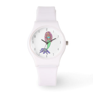 Reloj De Pulsera sirena de arco iris rosa azul violeta verde rizo n