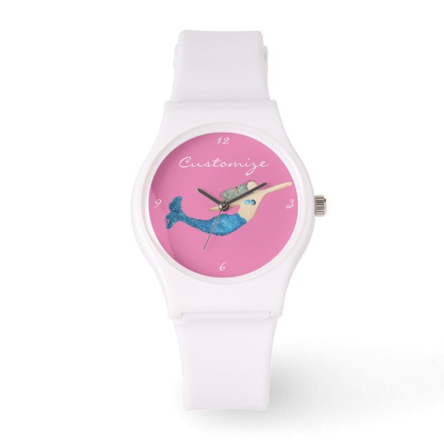Reloj De Pulsera Sirena de cola azul Natación Thunder_Cove (Anverso)