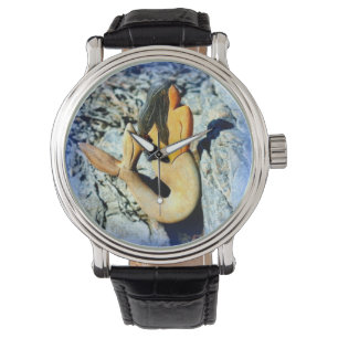Reloj De Pulsera sirena de pelo negro