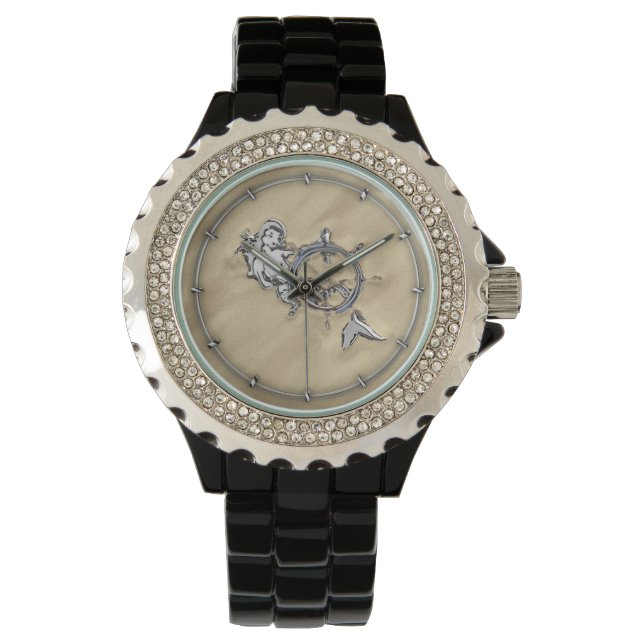 Reloj De Pulsera Sirena de plata en la decoración de arena (Anverso)