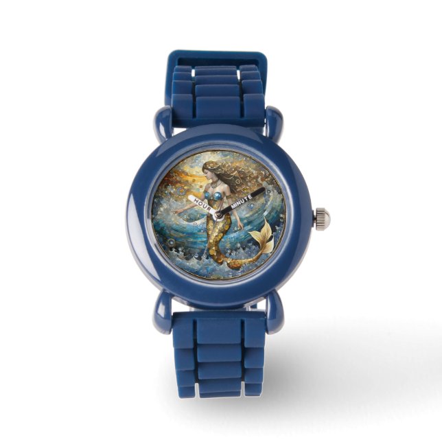 Reloj De Pulsera Sirena en las olas del océano (Anverso)