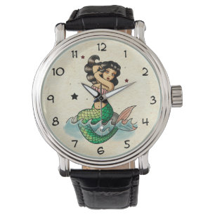 Reloj De Pulsera Sirena hermosa de la escuela vieja