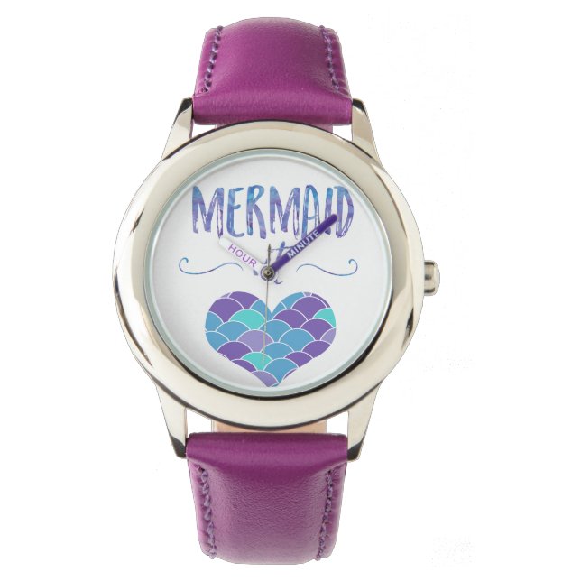 Reloj De Pulsera Sirena púrpura de acero inoxidable en Heart Watch (Anverso)