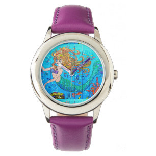 Reloj De Pulsera sirena redheaded subacuática