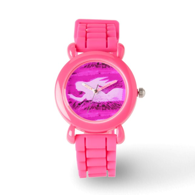 Reloj De Pulsera sirena rosa apuntando (Anverso)