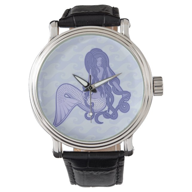 Reloj De Pulsera Sirena sentada azul (Anverso)