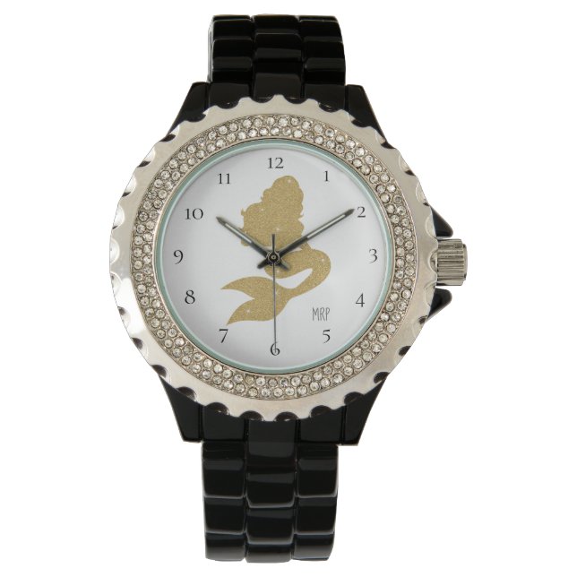 Reloj De Pulsera *~* Sirenita de Purpurina de oro para mujeres (Anverso)