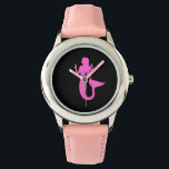 Reloj De Pulsera Sirenita Ocean Glow_Pink-on-Black<br><div class="desc">Muestra tu amor por el océano y toda su majestuosidad submarina con nuestro Ocean Glow,  íconos marítimos,  reloj de pulsera de sirena rosa sobre negro. Para opciones de diseño adicionales,  sólo tiene que hacer clic en "Personalizar" y dejar que se vaya.</div>