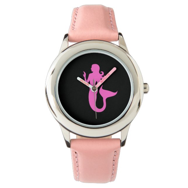 Reloj De Pulsera Sirenita Ocean Glow_Pink-on-Black (Anverso)