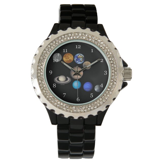 Reloj De Pulsera Sistema solar nueve planetas miran. (Anverso)