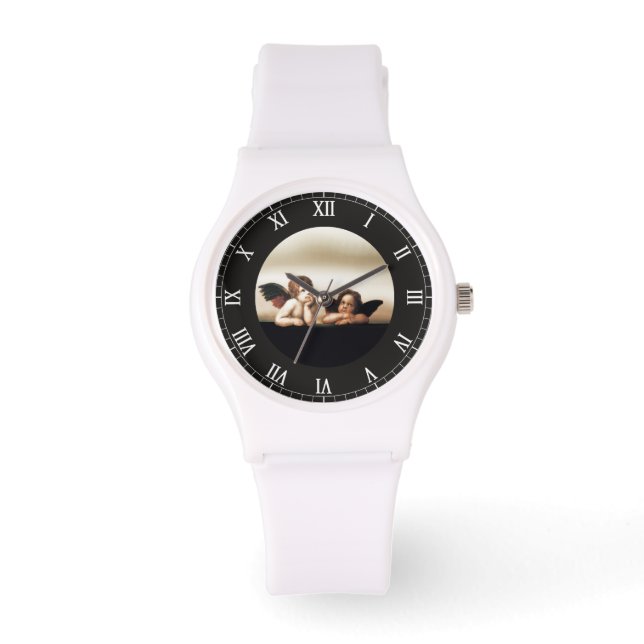 Reloj De Pulsera Sistine Madonna Cherubs Pensando (Anverso)