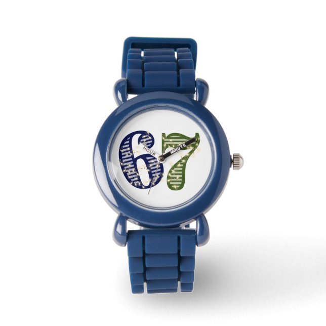 Reloj De Pulsera Six Seven 6 7 Trend Blue & Green Modern (Anverso)