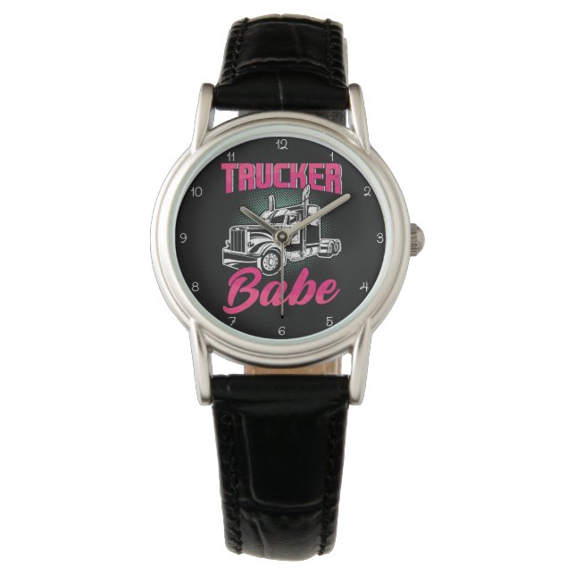 Reloj De Pulsera Six-Word Title: Trucker Babe Pink Gold Strength (Anverso)