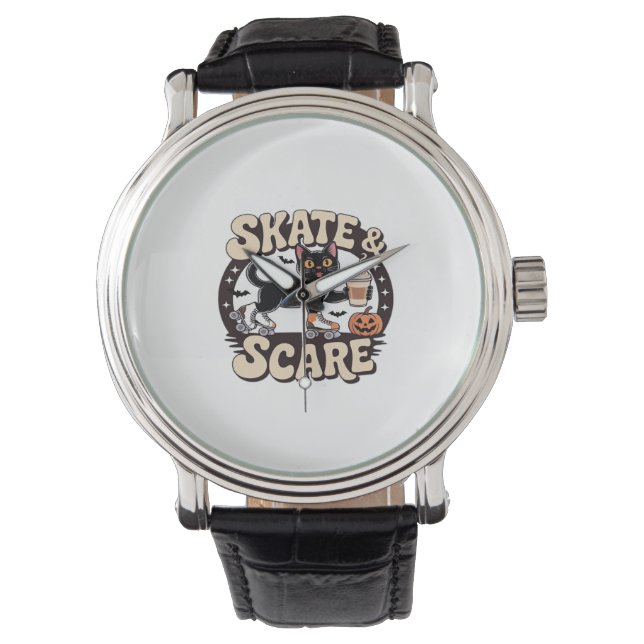 Reloj De Pulsera Skate & Scare - Patinaje Patrocinador Cuto Negro (Anverso)