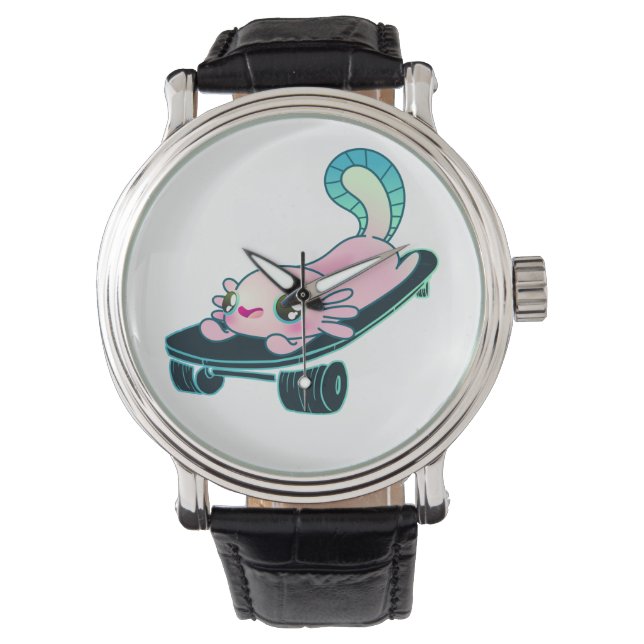 Reloj De Pulsera Skater Axolotl Skateboard Amantes Chica o niño (Anverso)