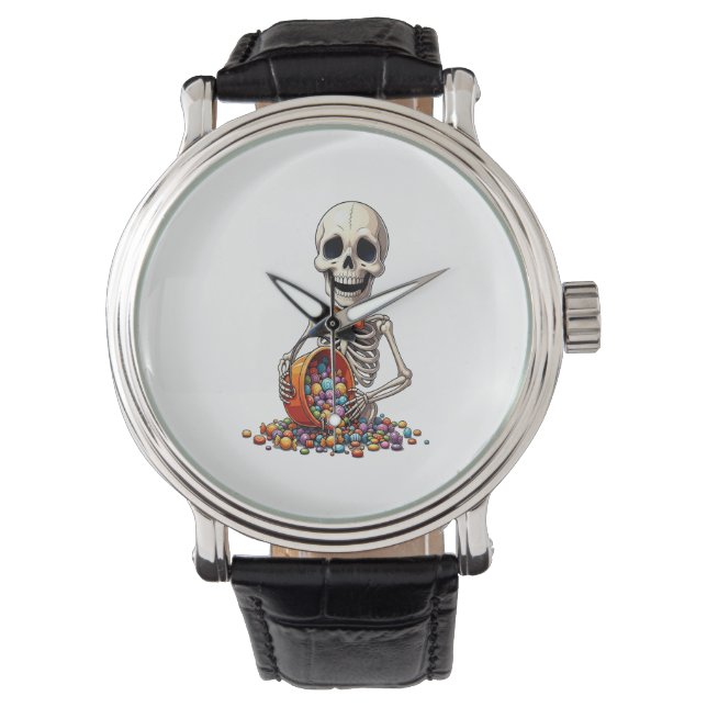 Reloj De Pulsera Skeleton Candy Bowl Halloween (Anverso)