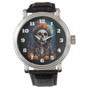 Reloj De Pulsera Skeleton y calabazas otoñales Halloween