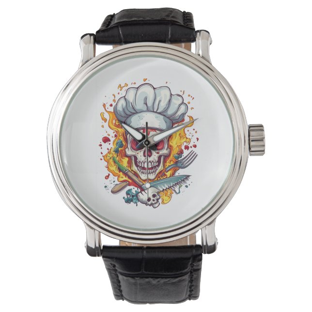 Reloj De Pulsera Skull Chef Madness � Funny Cooking Skeleton (Anverso)