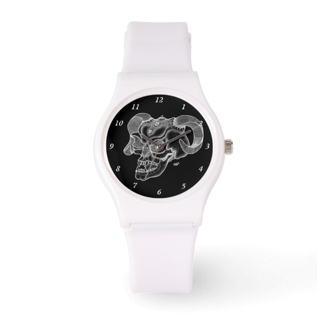 Reloj De Pulsera Skull Devil Head Black and White Design (Anverso)