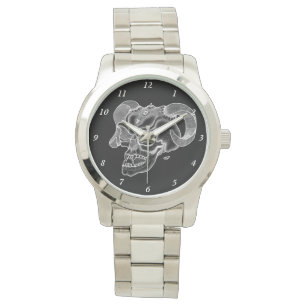 Reloj De Pulsera Skull Devil Head Black and White Design