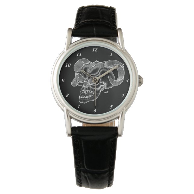 Reloj De Pulsera Skull Devil Head Black and White Design (Anverso)