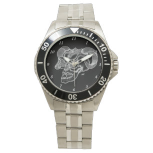 Reloj De Pulsera Skull Devil Head Black and White Design