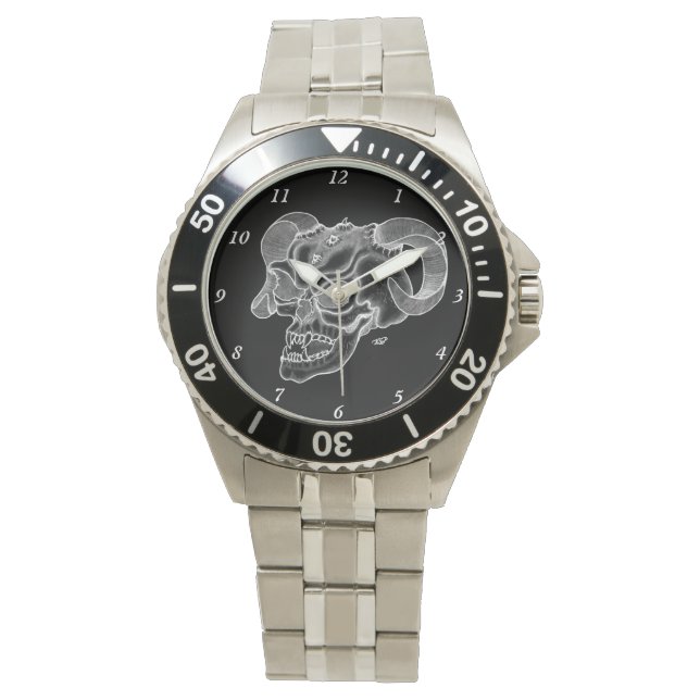 Reloj De Pulsera Skull Devil Head Black and White Design (Anverso)